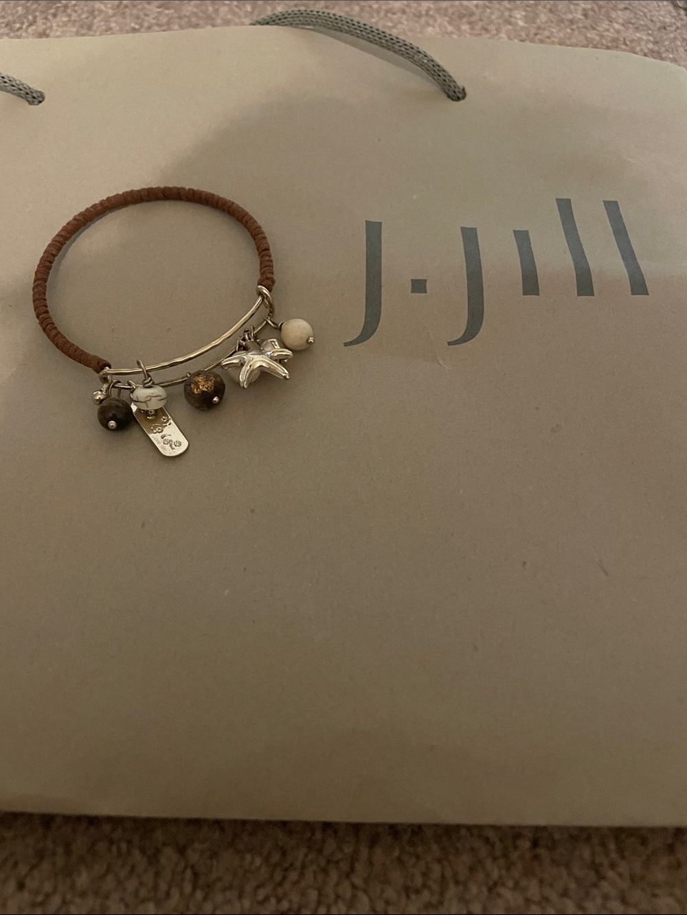J. Jill Brown Leather Charm Bracelet with Silver Star and Beads
